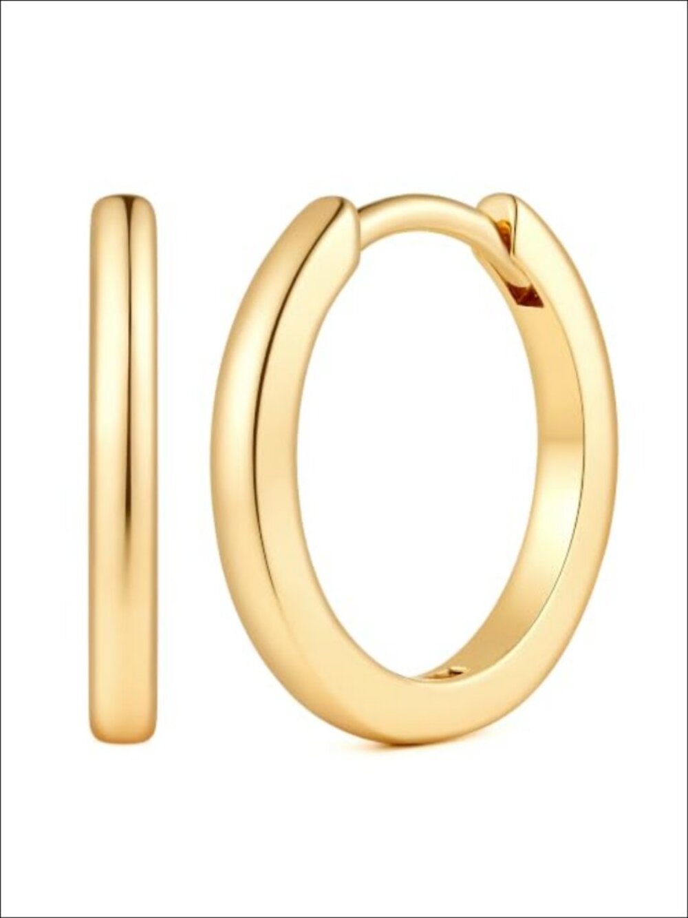 14K Gold Plated Huggie Hoop Earrings 10-20mm Spring Clasp Women